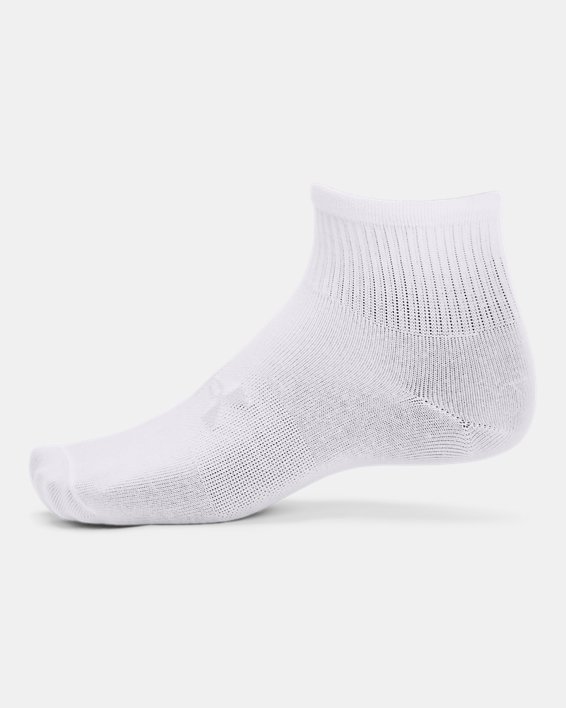 Kids' UA Essential 3-Pack Quarter Socks in White image number 3